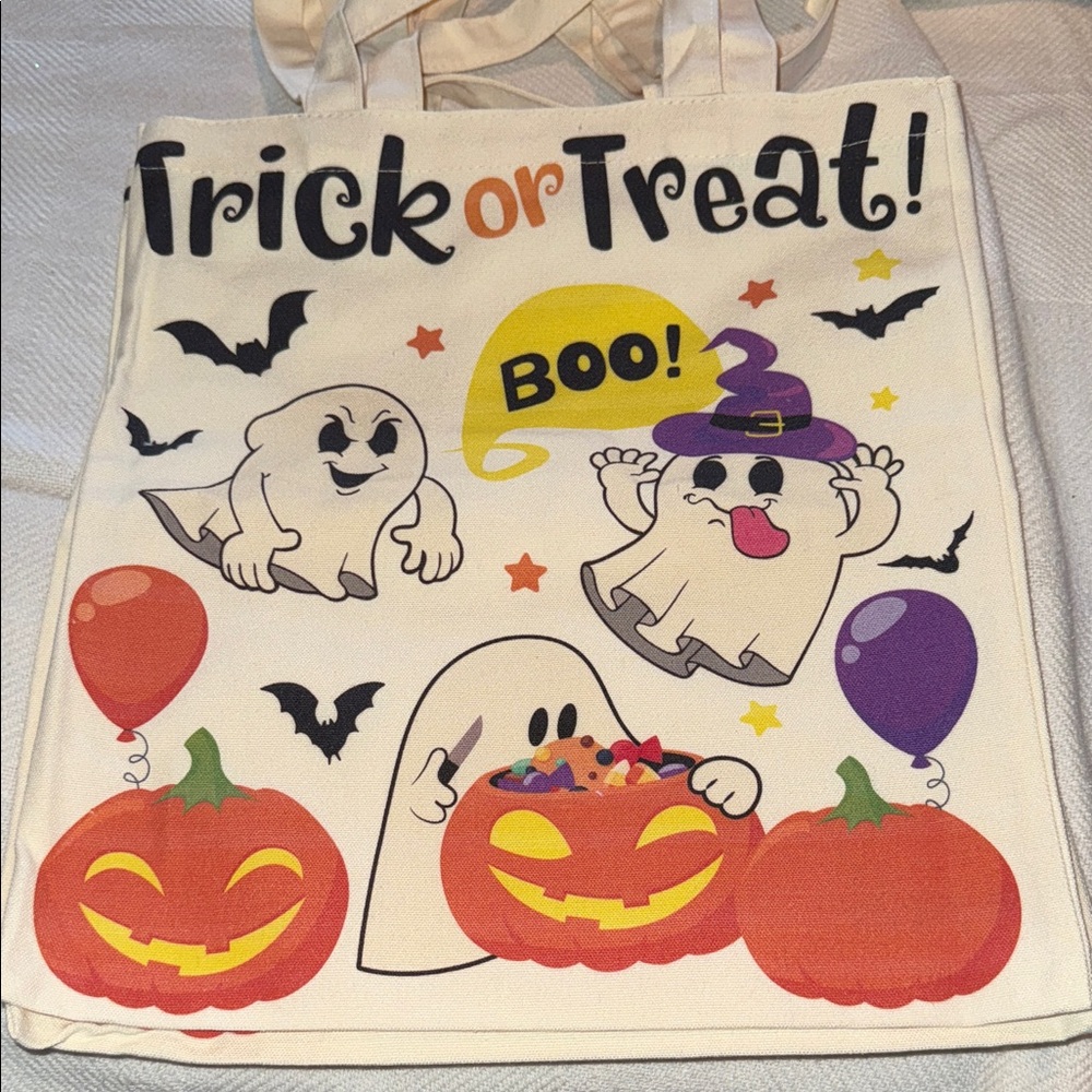 Canvas Halloween Trick or Treat Tote Bag